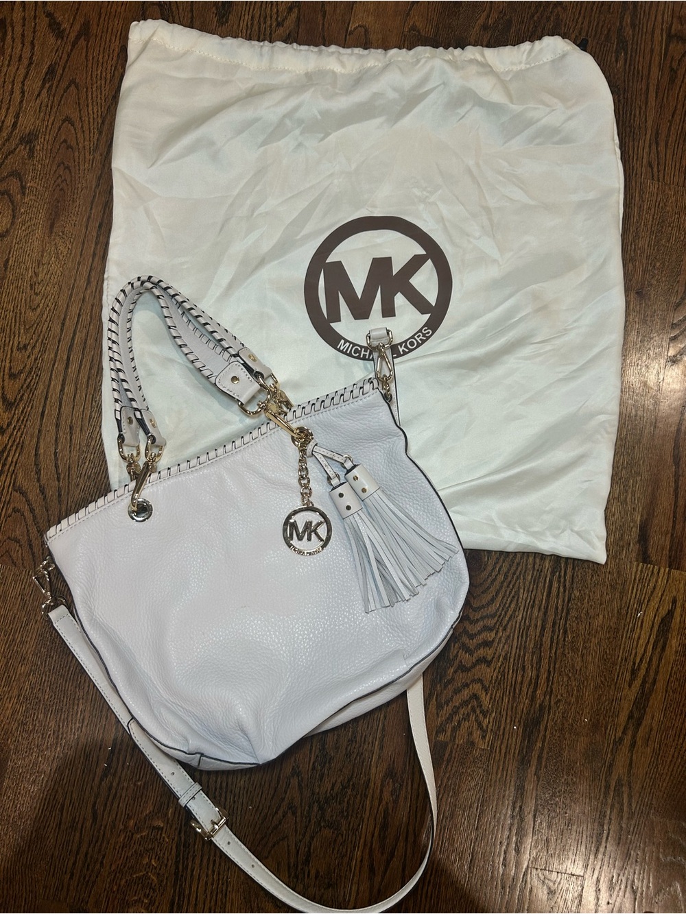 Vintage Michael Kors Grey Leather Bag with Tassel